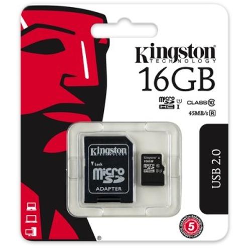 Kingston Carte mémoire MicroSDHC Class 10 UHS-I 45MB/s Read de 16 GB