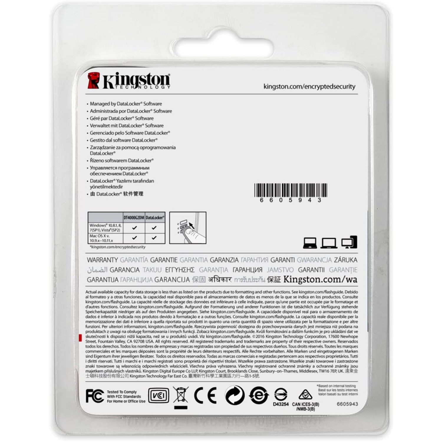 Kingston - Clé USB Chiffré USB 3.0 Data Traveler 4000G2, Capacité de 64GB, FIPS 140-2 Niveau 3 - Simple Boutique