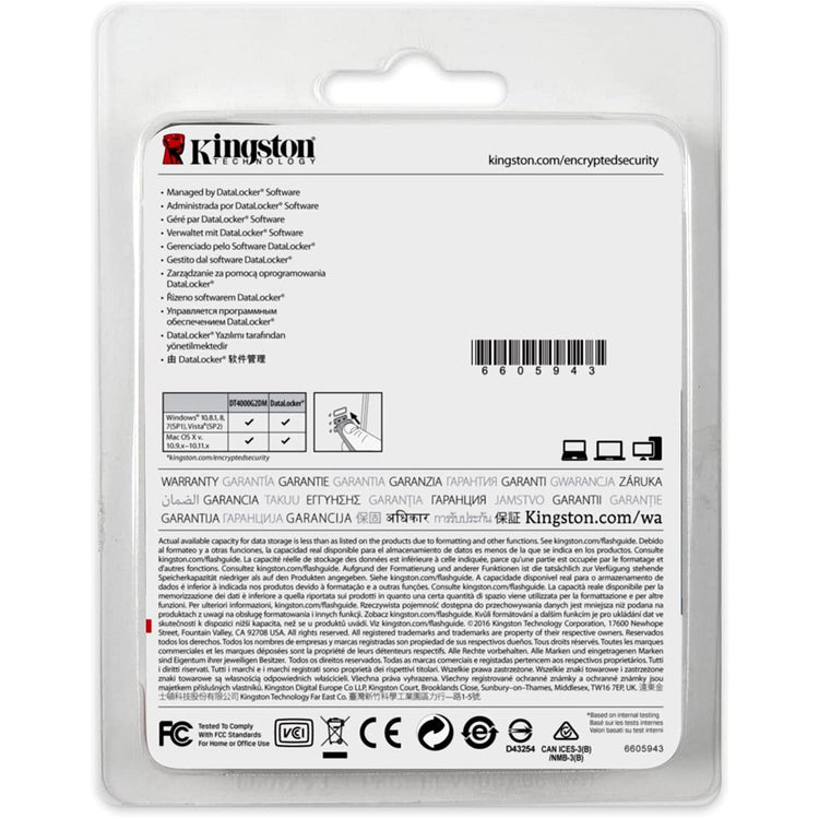 Kingston - Clé USB Chiffré USB 3.0 Data Traveler 4000G2, Capacité de 64GB, FIPS 140-2 Niveau 3 - Simple Boutique