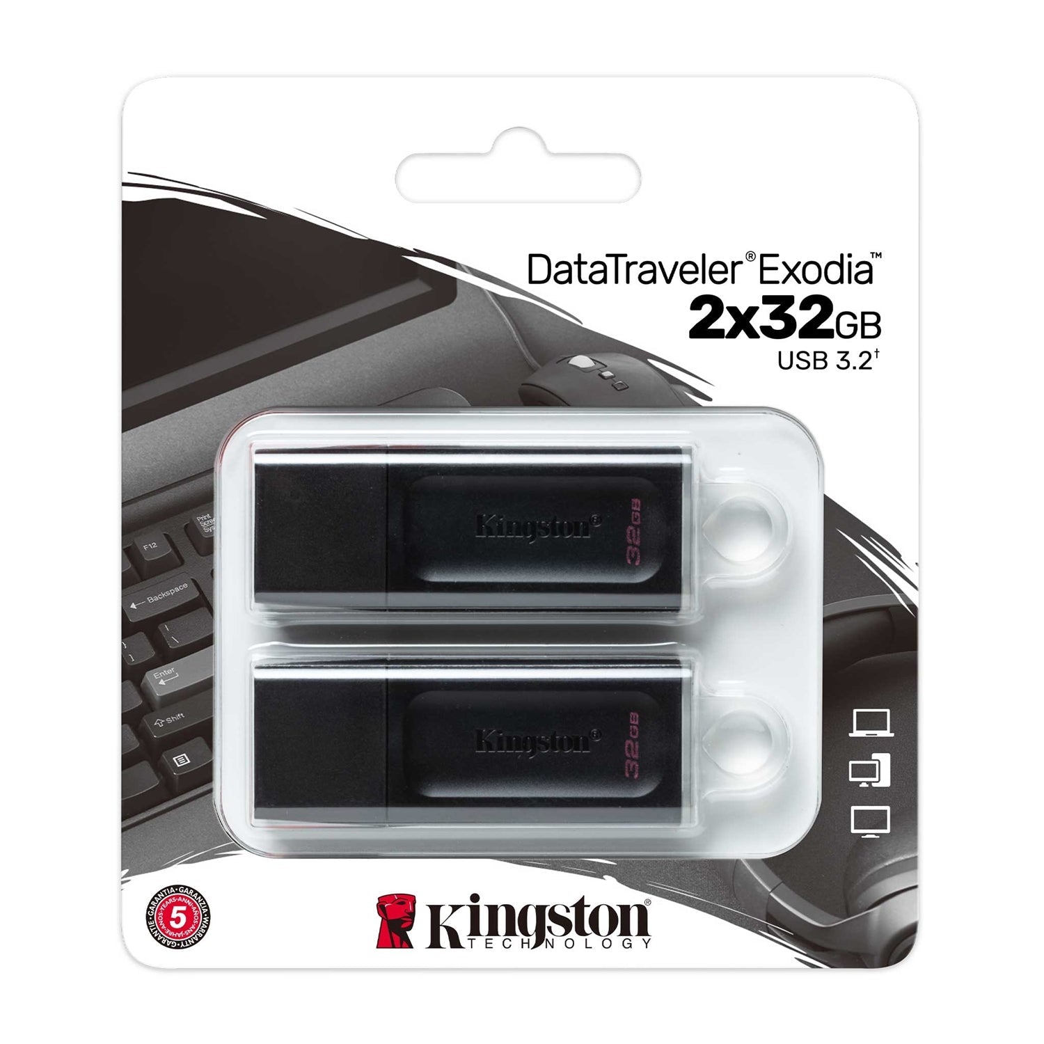 Kingston - Clé USB DataTraveler Exodia, USB 3.2 GEN 1, Capacité de 32GB, Paquet de 2 - Simple Boutique
