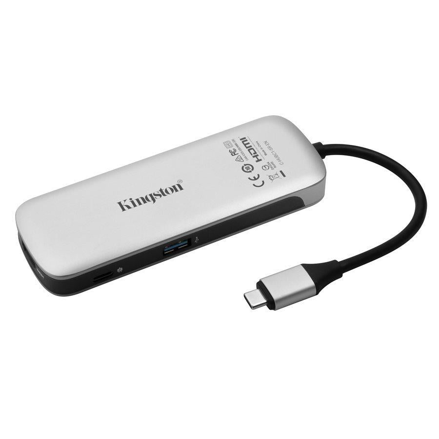 Kingston Nucleum C-HUBC1-SR-EN Concentrateur USB Type-C 7 en 1, USB-C, USB-A 3.0, HDMI 4K, SD, Micro SD, Argent
