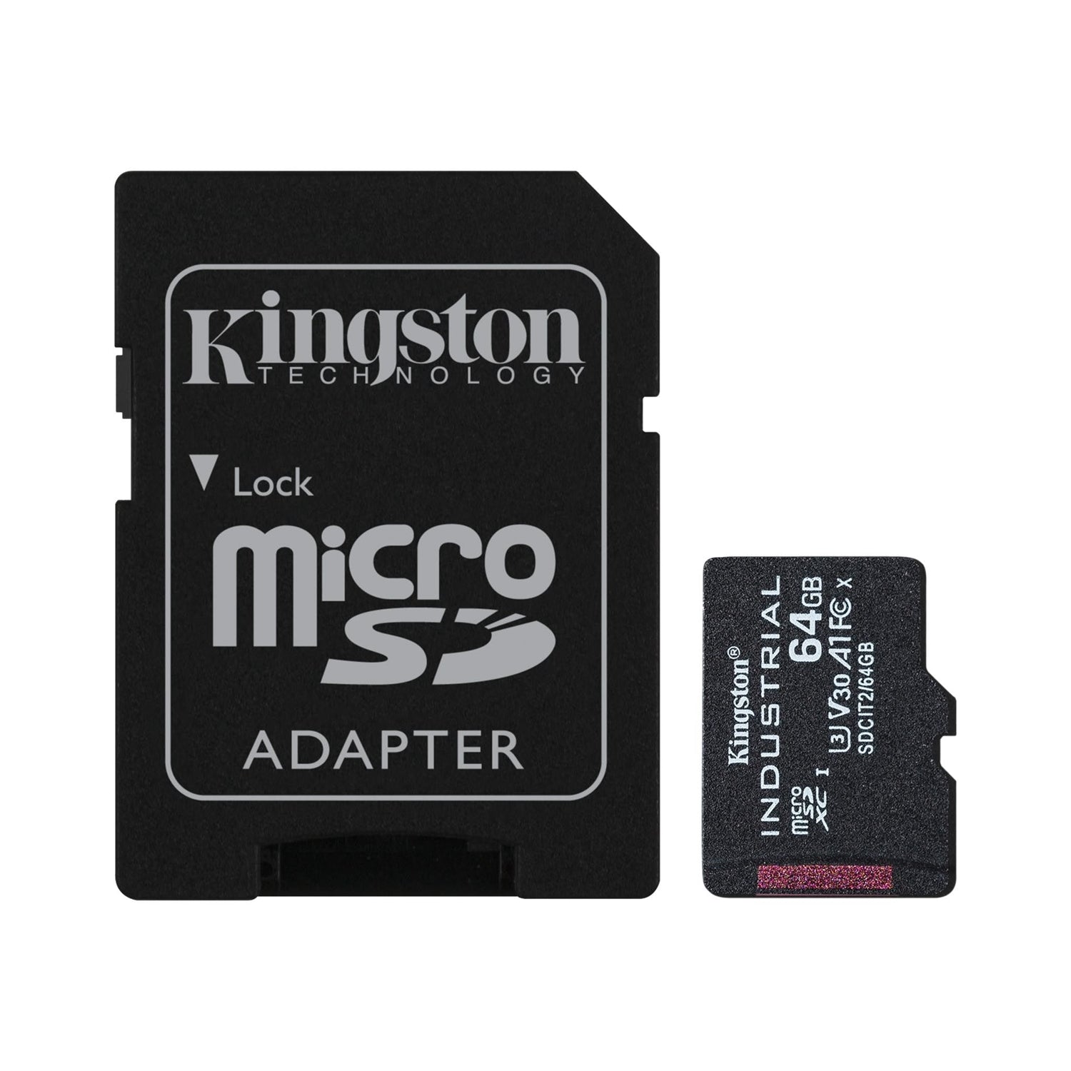 Kingston Technology - Carte Micro SD Industrielle avec Lecteur SD, Capactié de 64GB, Classe 10, UHS-I, U3, V30, - Simple Boutique