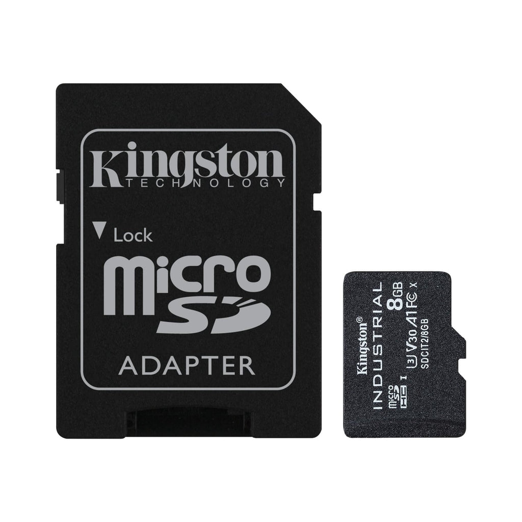 Kingston Technology - Carte Micro SD Industrielle avec Lecteur SD, Capactié de 8GB, Classe 10, UHS-I, U3, V30,