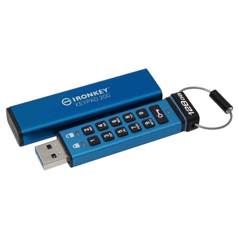 Kingston Technology - Clé USB Crypté IronKey Keypad 200, USB 3.2 GEN 1, Capacité de 128GB