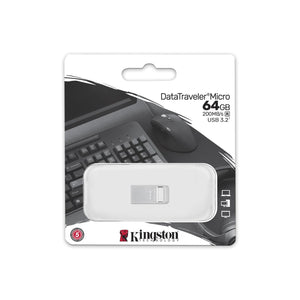 Kingston Technology - Clé USB Micro DataTraveler, USB 3.2 Gen 1, Capacité de 64GB, Boitier en Métal - Simple Boutique