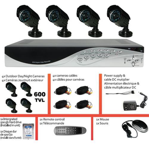 Kit complet Enregistreur DVR H.264 & 4 cams Jour/Nuit Ext 600TVL - Simple Boutique