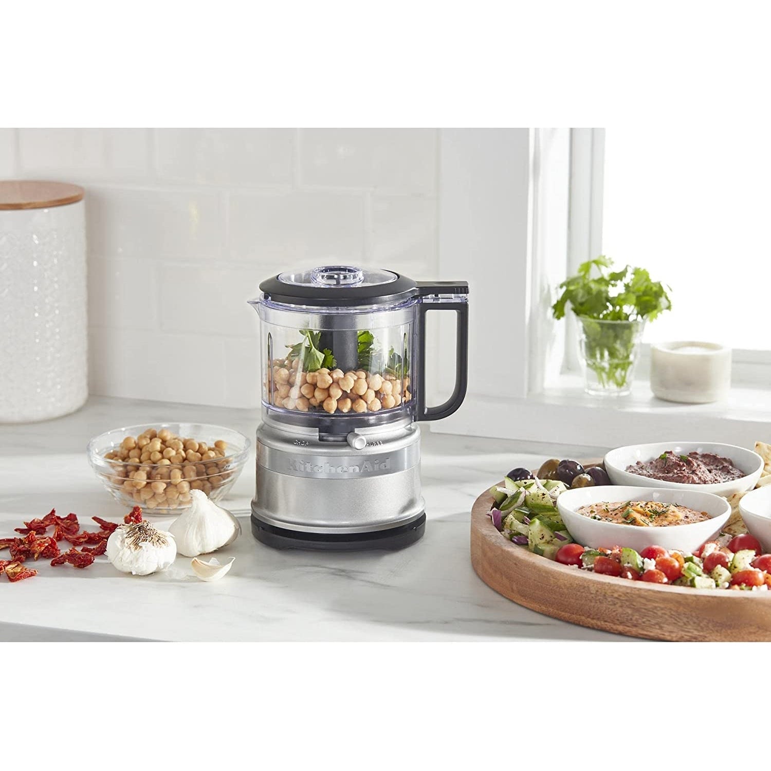 KitchenAid - Mini Robot Culinaire/Hachoir à Légume, Capacité de 3.5 Tasses, 2 Vitesses + Impulsion, Gris - Simple Boutique