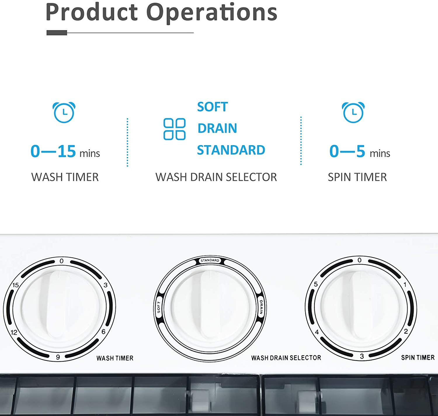 Kuppet mini Machine à laver et Essoreuse 2 en 1 compacte Blanc et Gris - Simple Boutique