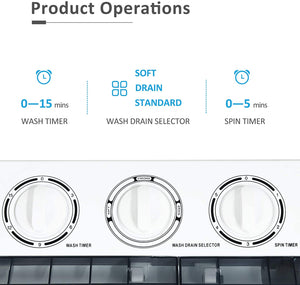 Kuppet mini Machine à laver et Essoreuse 2 en 1 compacte Blanc et Gris - Simple Boutique