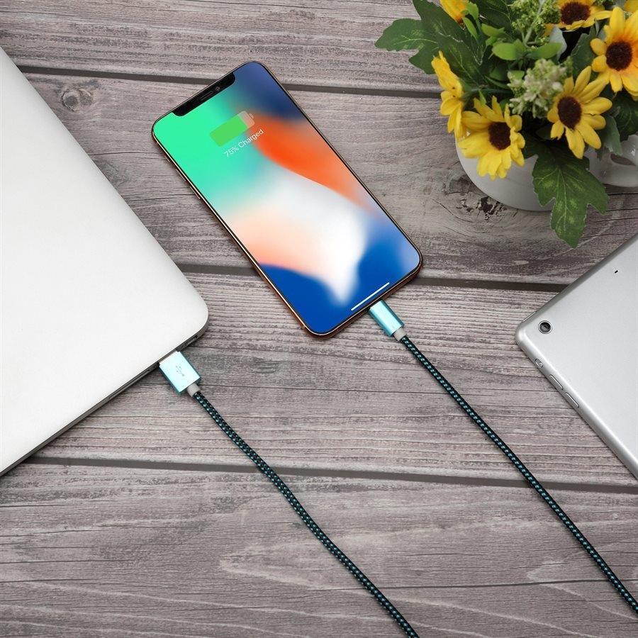 LAX - Câble Lightning de 10 Pieds, Tressé et Durable, Bleu - Simple Boutique