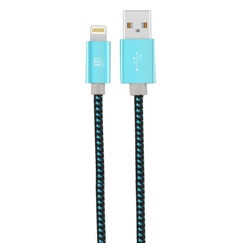 LAX - Câble Lightning de 10 Pieds, Tressé et Durable, Bleu
