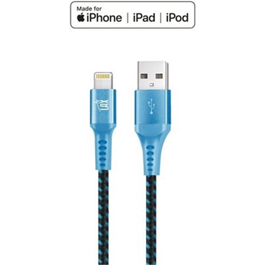 LAX - Câble Lightning de 4 Pieds, Tressé et Durable, Bleu - Simple Boutique
