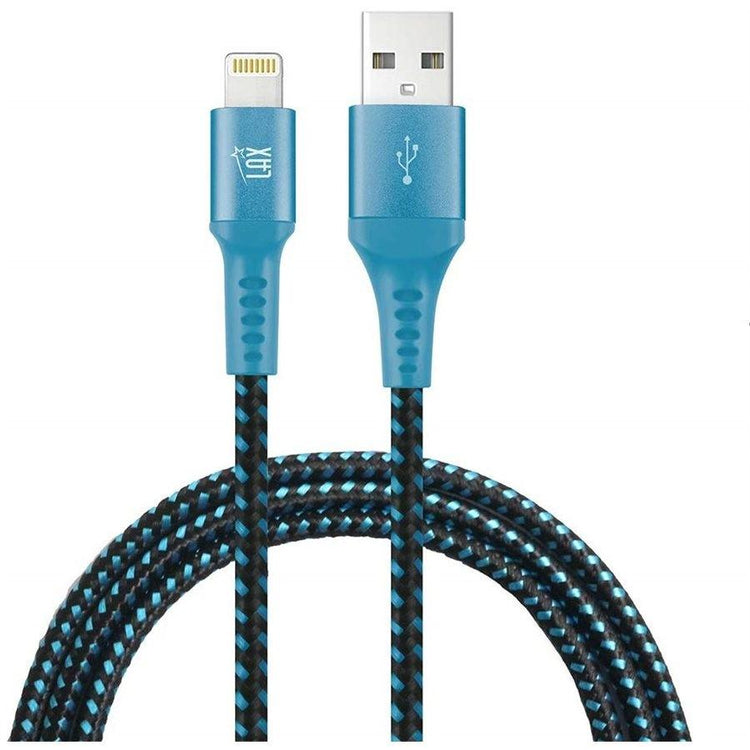 LAX - Câble Lightning de 4 Pieds, Tressé et Durable, Bleu - Simple Boutique