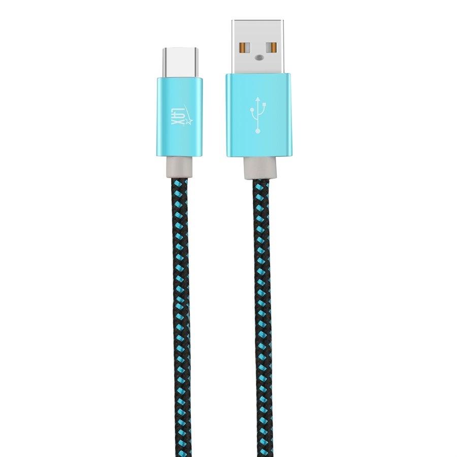 LAX - Câble USB Type-C à USB-A de 6 Pieds, Tressé et Durable, Bleu