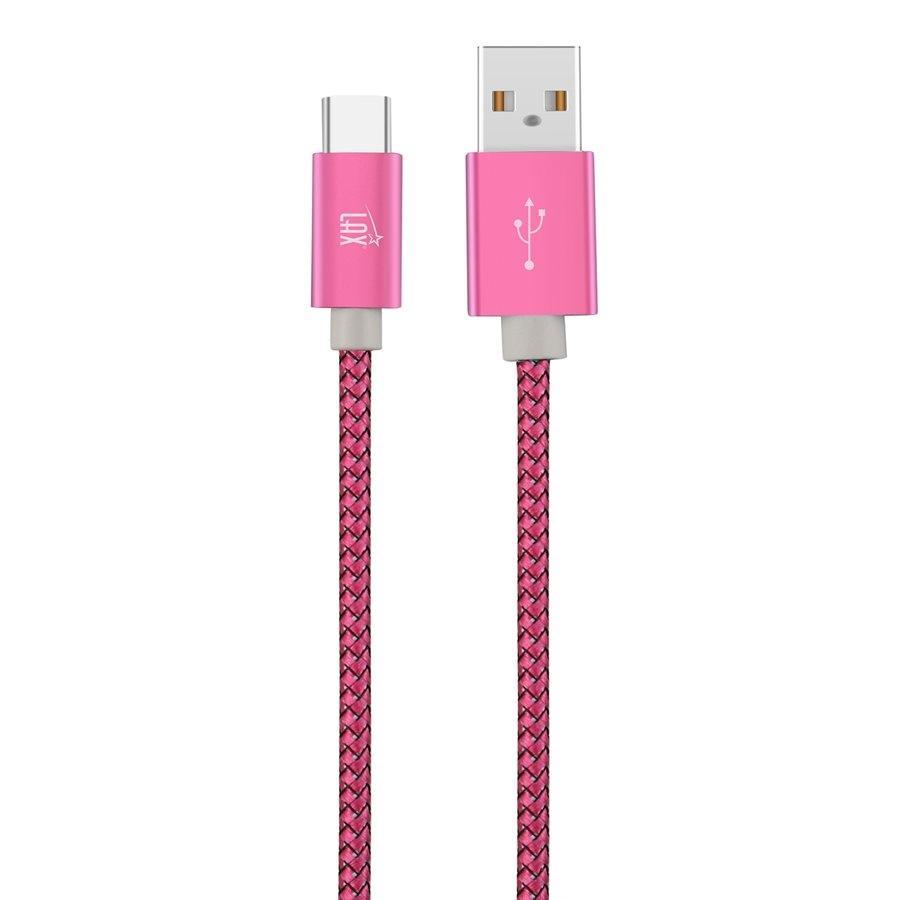 LAX - Câble USB Type-C à USB-A de 6 Pieds, Tressé et Durable, Magenta