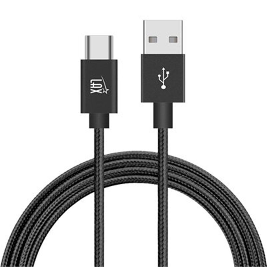 LAX - Câble USB Type-C à USB-A de 6 Pieds, Tressé et Durable, Noir