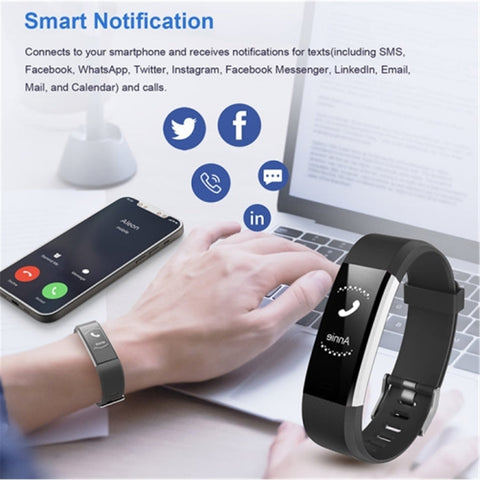 LetsCom - Tracker de Santé et de Fitness/ Montre Intélligente, Bluetooth 5.0, Gris