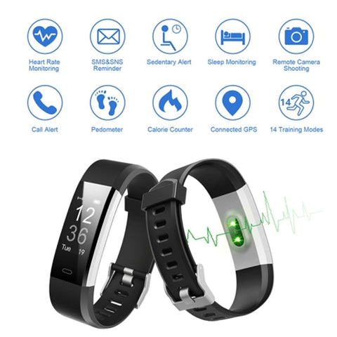LetsCom - Tracker de Santé et de Fitness/ Montre Intélligente, Bluetooth 5.0, Noir