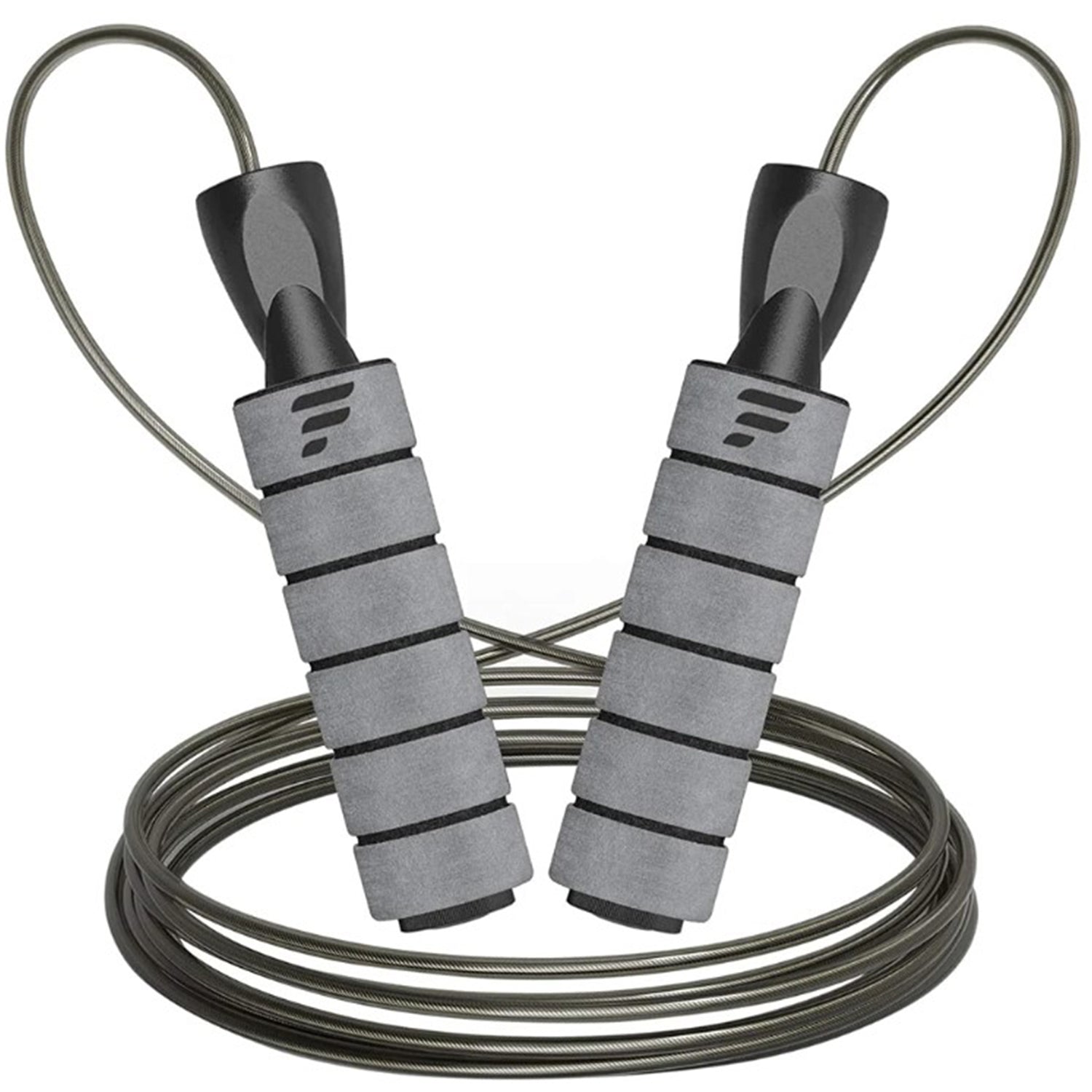 LetsFit - Corde à Sauter avec Poignées en Mousse, Longeur Ajustable, Gris - Simple Boutique