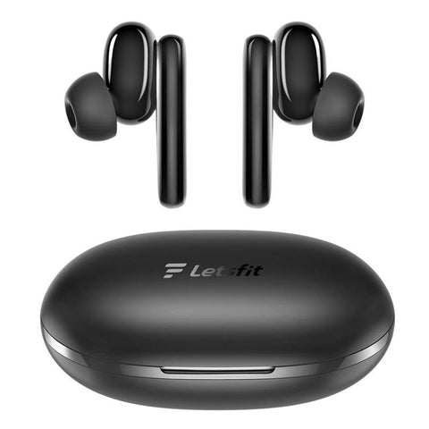 LetsFit - Écouteurs Intra-Auriculaire Sans-Fil, Supression Active du Bruit, Bluetooth 5.0 avec Boitier de Recharge, Noir