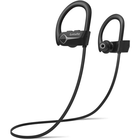 LetsFit - Écouteurs Intra-Auriculaires Sans-Fil,  Bluetooth 5.0, Résistant à l'eau, Gris et Noir