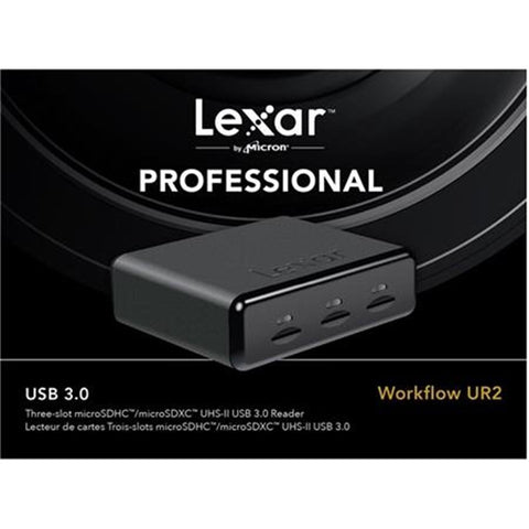 Lexar Professional Workflow LRWUR2TBNA Lecteur de Carte MicroSDHC/MicroSDXC à 3 Ports, Noir