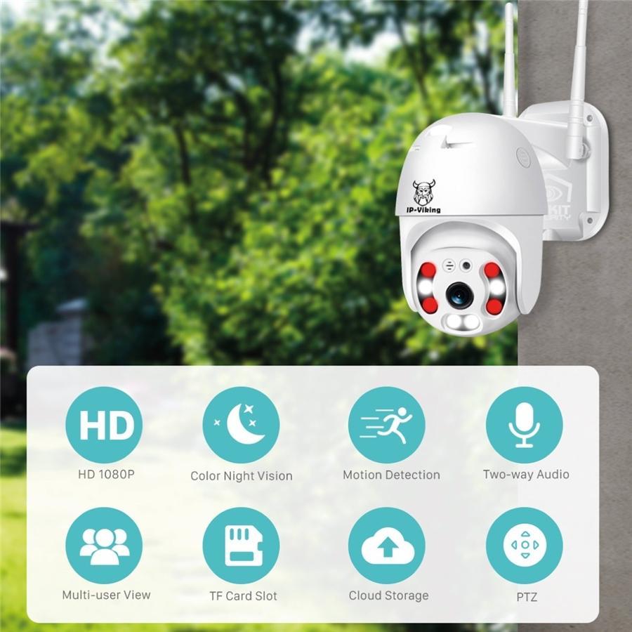 Linkit Security - Caméra IP-Viking Extérieur 1080P, Wi-Fi, Infrarouge, Objectif 2MP, Blanc - Simple Boutique