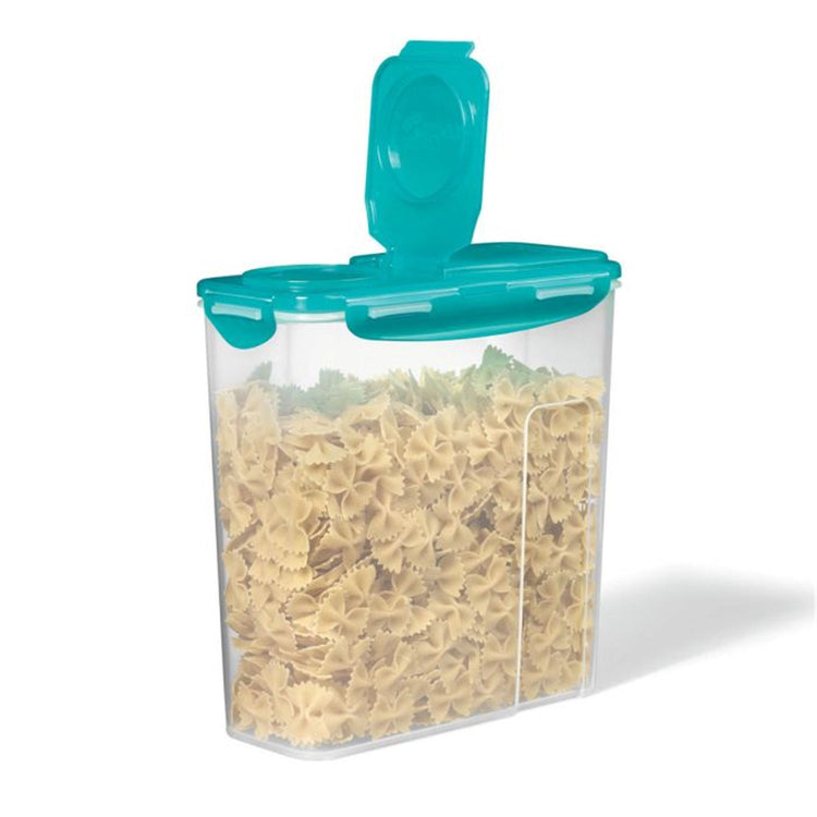 LocknLock - Contenant en Plastique pour Céréales, Pâtes ou Riz, Couvercle Rabattable, Capacité de 3.9L, Turquoise - Simple Boutique