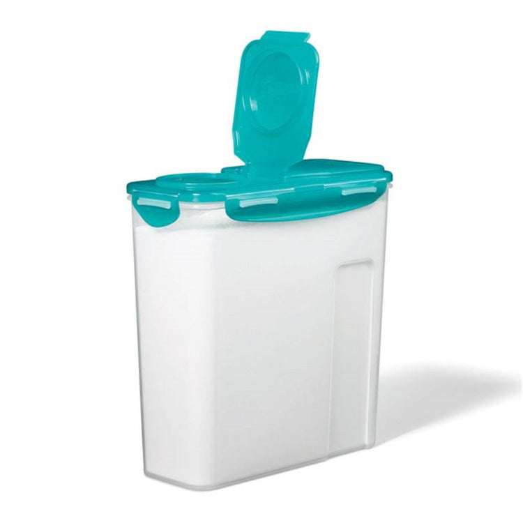 LocknLock - Contenant en Plastique pour Céréales, Pâtes ou Riz, Couvercle Rabattable, Capacité de 3.9L, Turquoise - Simple Boutique