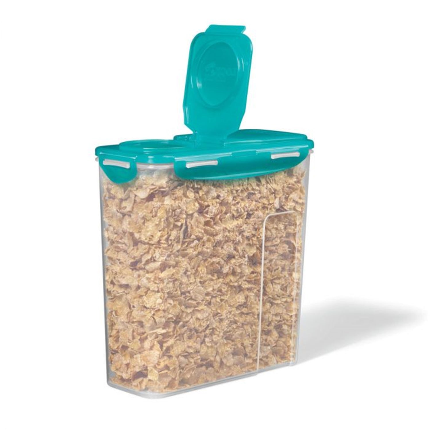 LocknLock - Contenant en Plastique pour Céréales, Pâtes ou Riz, Couvercle Rabattable, Capacité de 3.9L, Turquoise - Simple Boutique