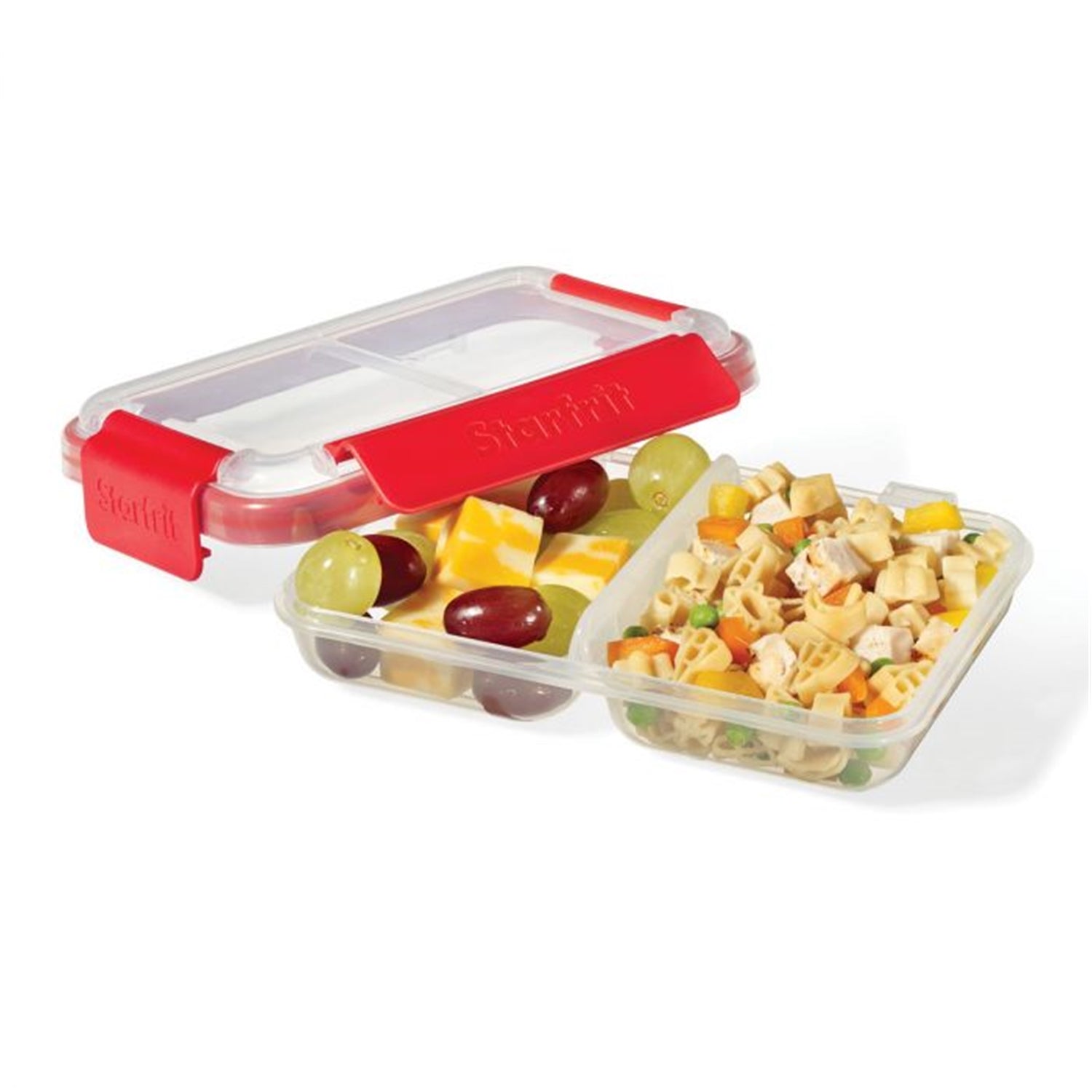 LocknLock - Ensemble de 2 Contenants en Plastique Compartimentés EasyLunch, Capacité de 473mL, Rouge - Simple Boutique