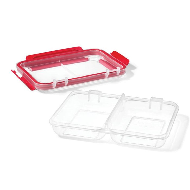 LocknLock - Ensemble de 2 Contenants en Plastique Compartimentés EasyLunch, Capacité de 473mL, Rouge - Simple Boutique