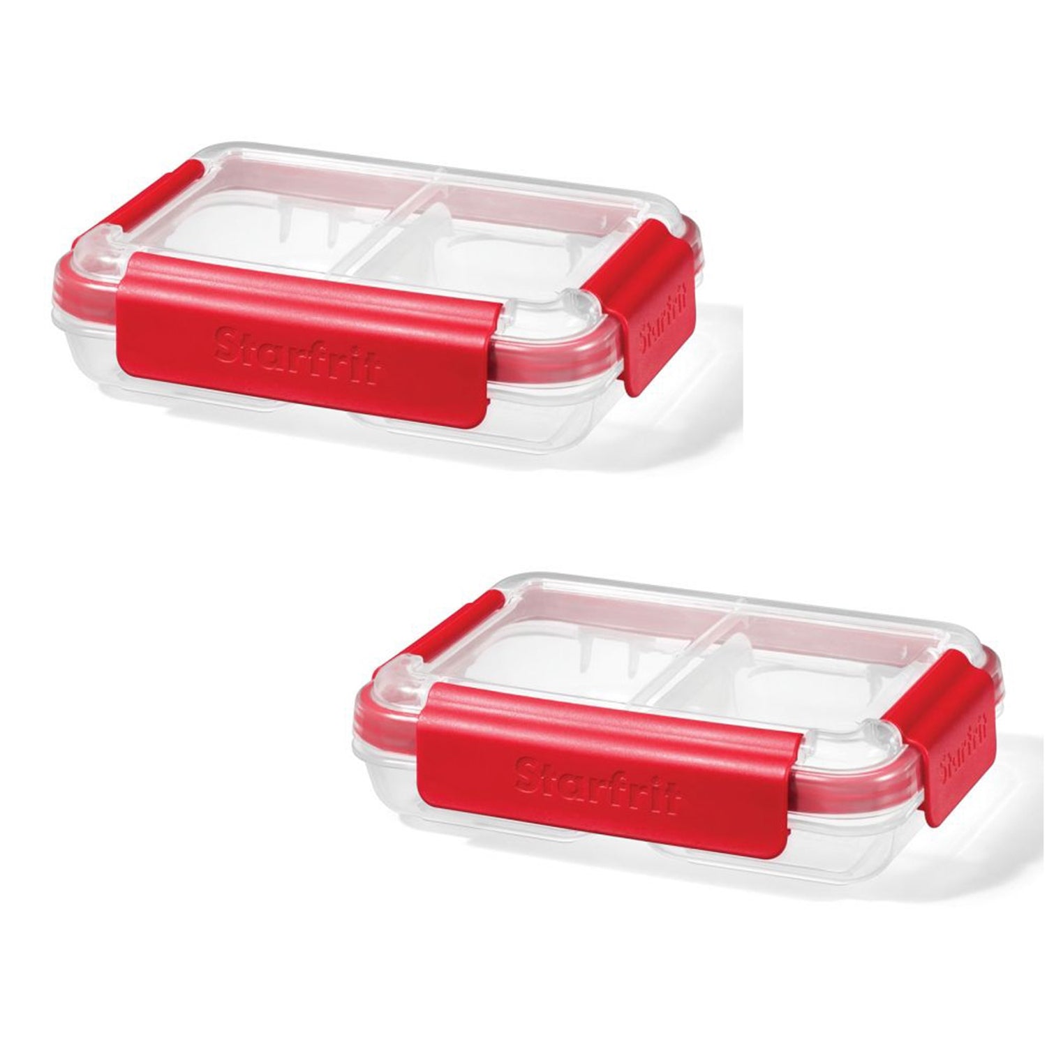 LocknLock - Ensemble de 2 Contenants en Plastique Compartimentés EasyLunch, Capacité de 473mL, Rouge - Simple Boutique