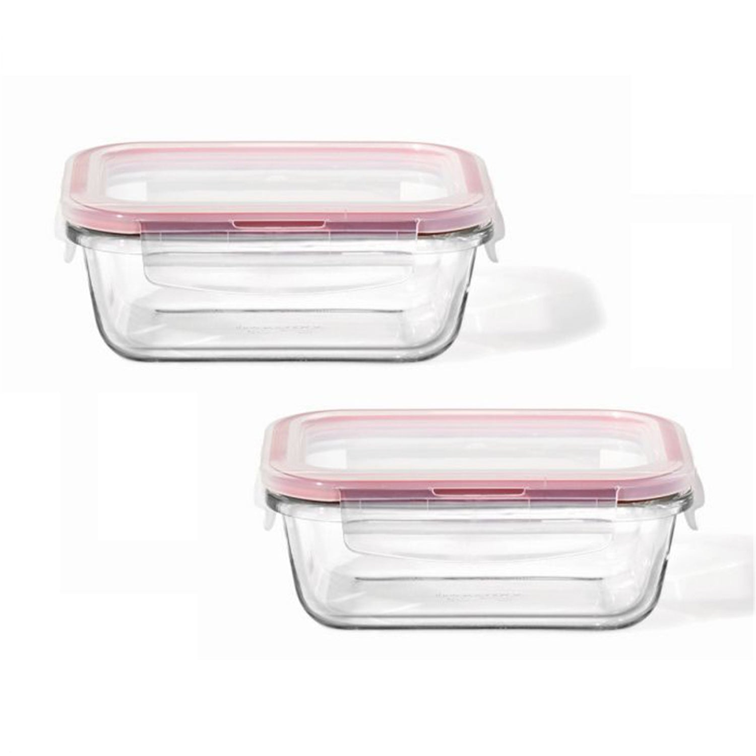 LocknLock - Ensemble de 2 Contenants en Verre Hemétiques et Étanches, Capacité de 380mL, Rouge - Simple Boutique
