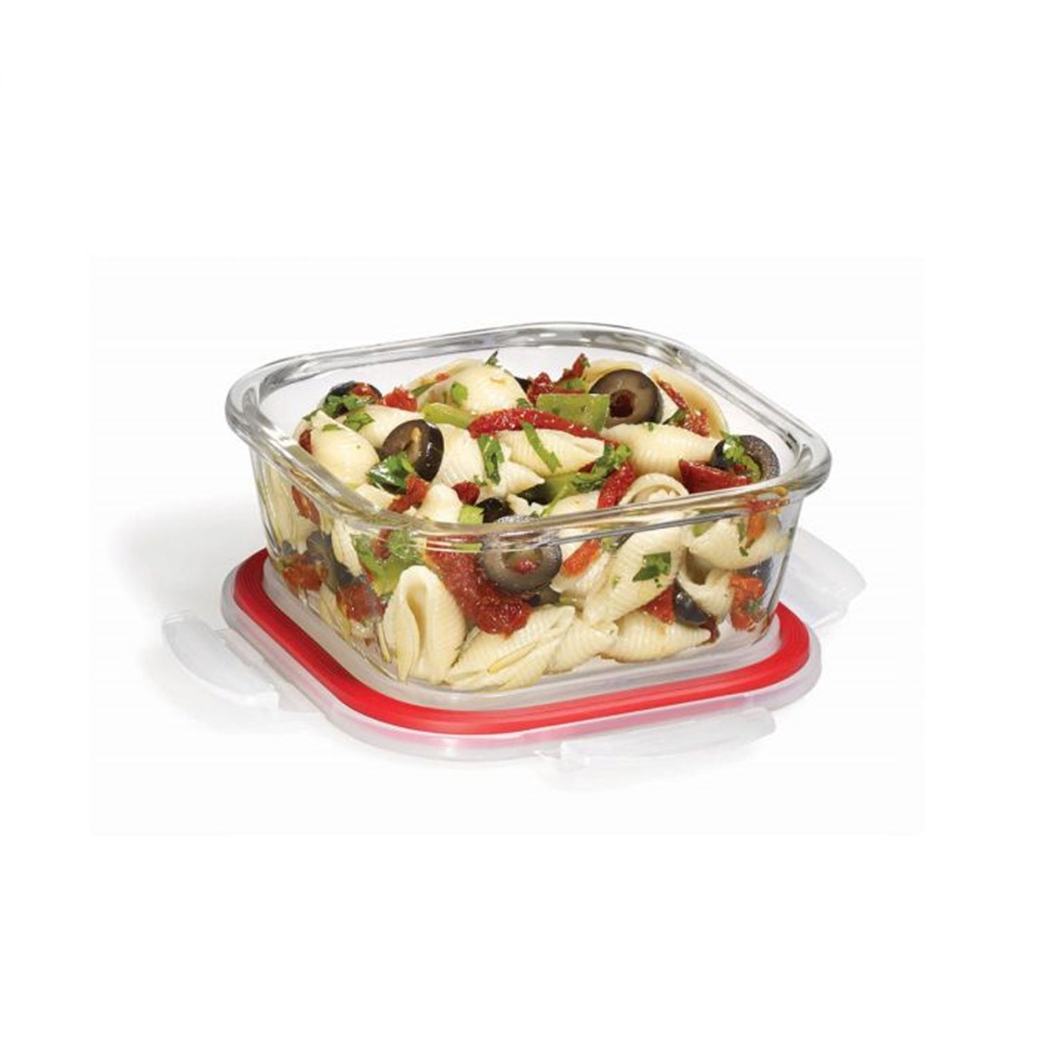 LocknLock - Ensemble de 2 Contenants en Verre Hermétiques et Étanches, Capacité de 500mL, Rouge - Simple Boutique