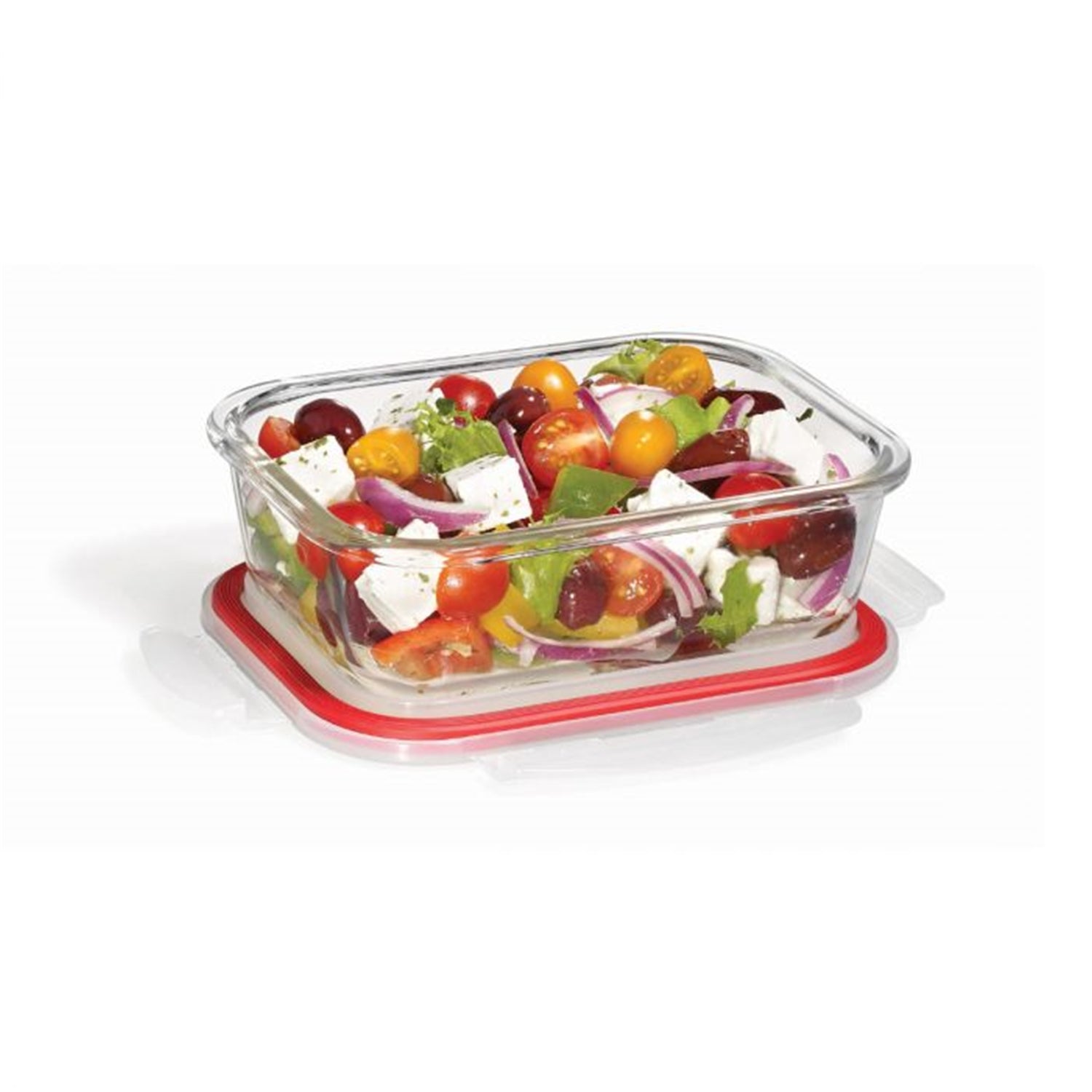 LocknLock - Ensemble de 2 Contenants en Verre Hermétiques et Étanches, Capacité de 630mL, Rouge - Simple Boutique