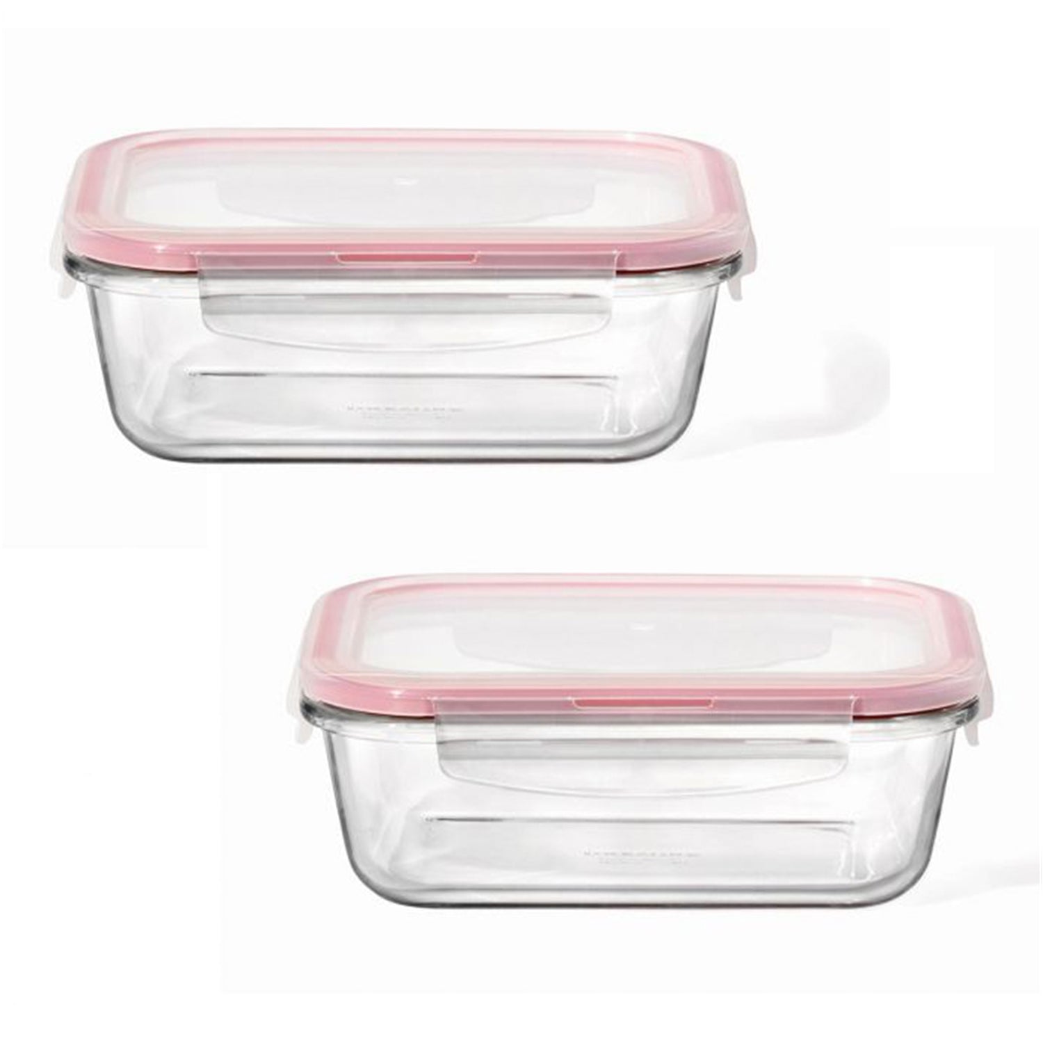 LocknLock - Ensemble de 2 Contenants en Verre Hermétiques et Étanches, Capacité de 630mL, Rouge - Simple Boutique