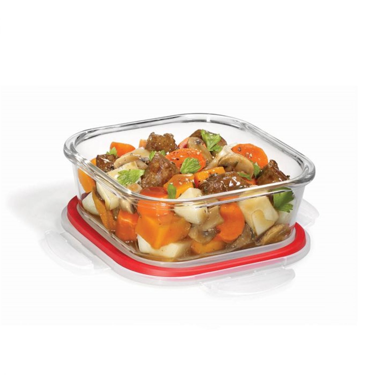 LocknLock - Ensemble de 2 Contenants en Verre Hermétiques et Étanches, Capacité de 750mL, Rouge - Simple Boutique