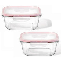 LocknLock - Ensemble de 2 Contenants en Verre Hermétiques et Étanches, Capacité de 750mL, Rouge - Simple Boutique