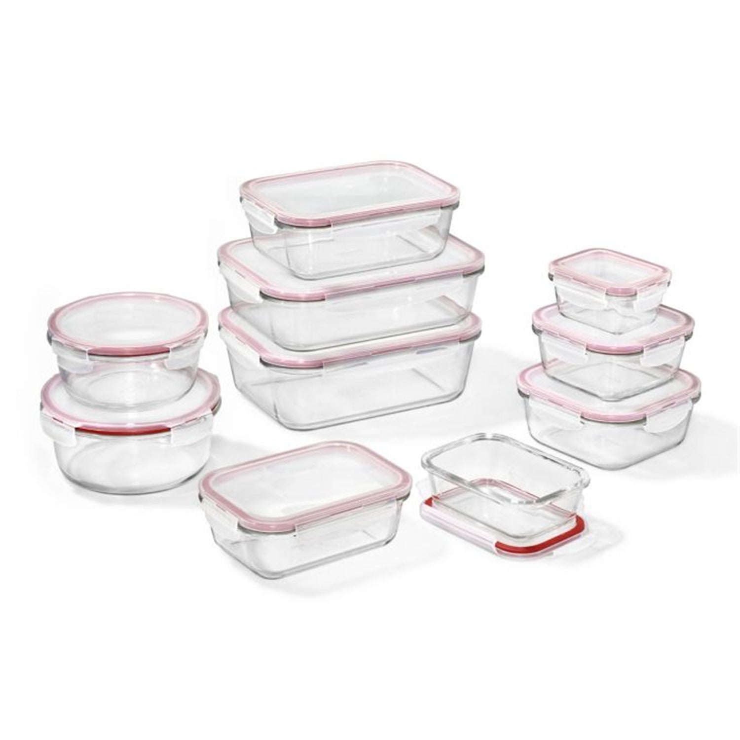 LocknLock - Ensemble de 2 Contenants en Verres Hermétiques et Étanches, Capacité de 1L, Rouge - Simple Boutique