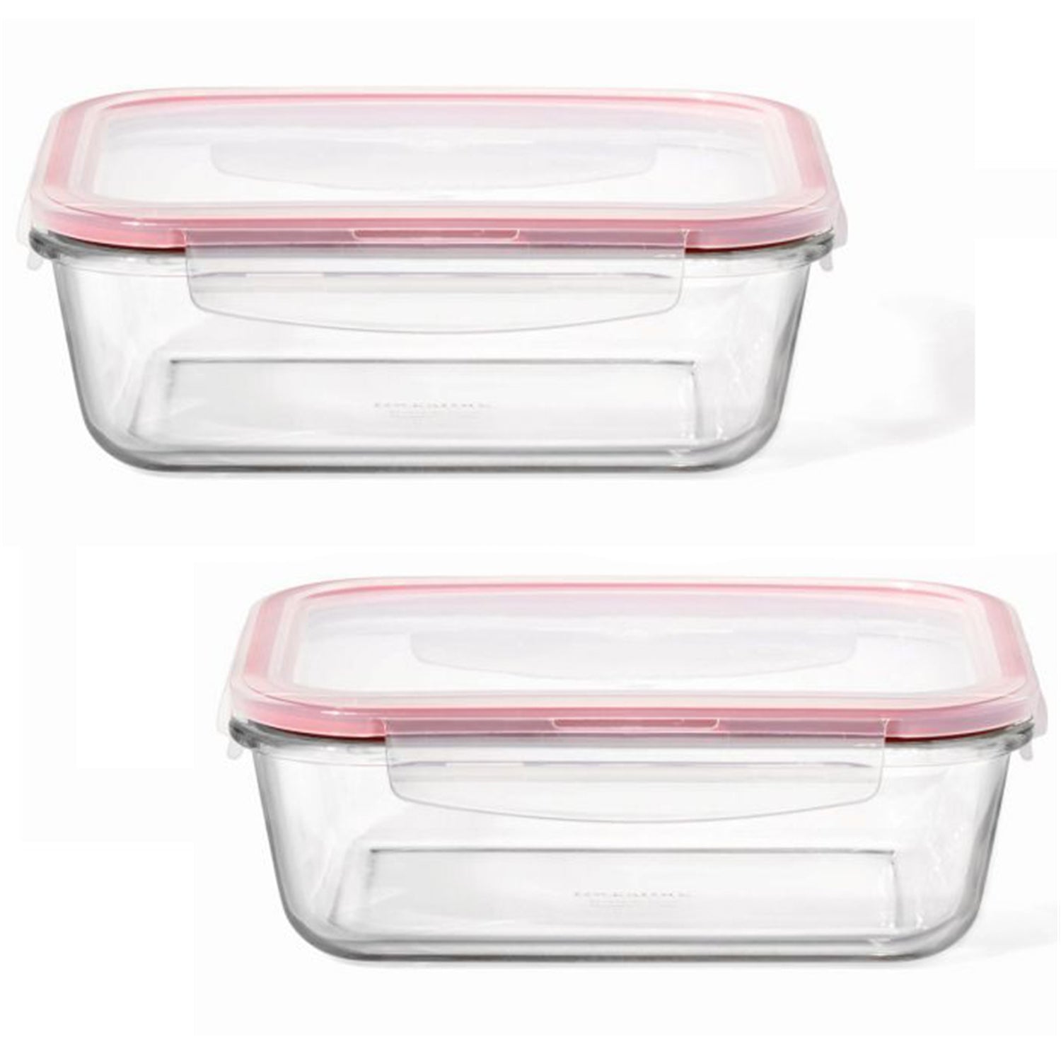 LocknLock - Ensemble de 2 Contenants en Verres Hermétiques et Étanches, Capacité de 1L, Rouge - Simple Boutique
