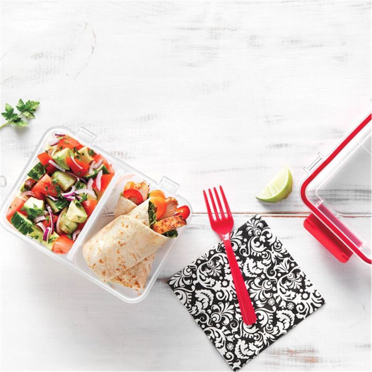LocknLock - Ensemble de 2 Contenants pour Repas Compartimenté EasyLuch, Capacité de 946mL, Rouge - Simple Boutique