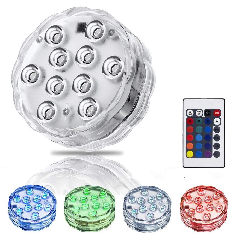 Lumières RVB 10 DEL Submersibles Étanche 16 Couleurs avec Télécommande Paquet de 4 - Simple Boutique