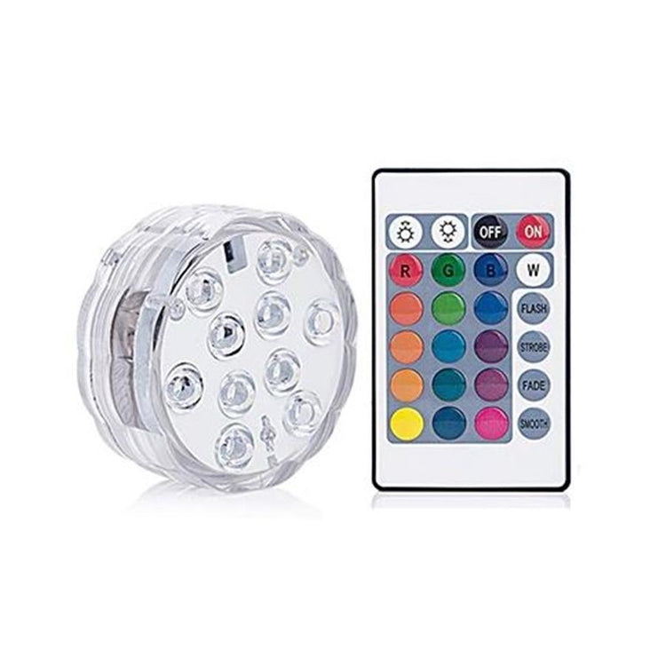 Lumières RVB 10 DEL Submersibles Étanche 16 Couleurs avec Télécommande - Simple Boutique