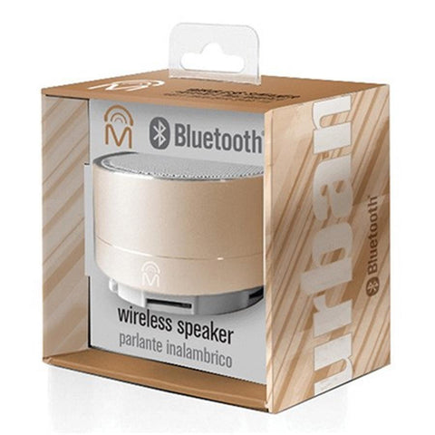 M Urban - Haut-Parleur Portable, Bluetooth 4.1, en Aluminium avec Lumières DEL et Appels Main-Libre, Or