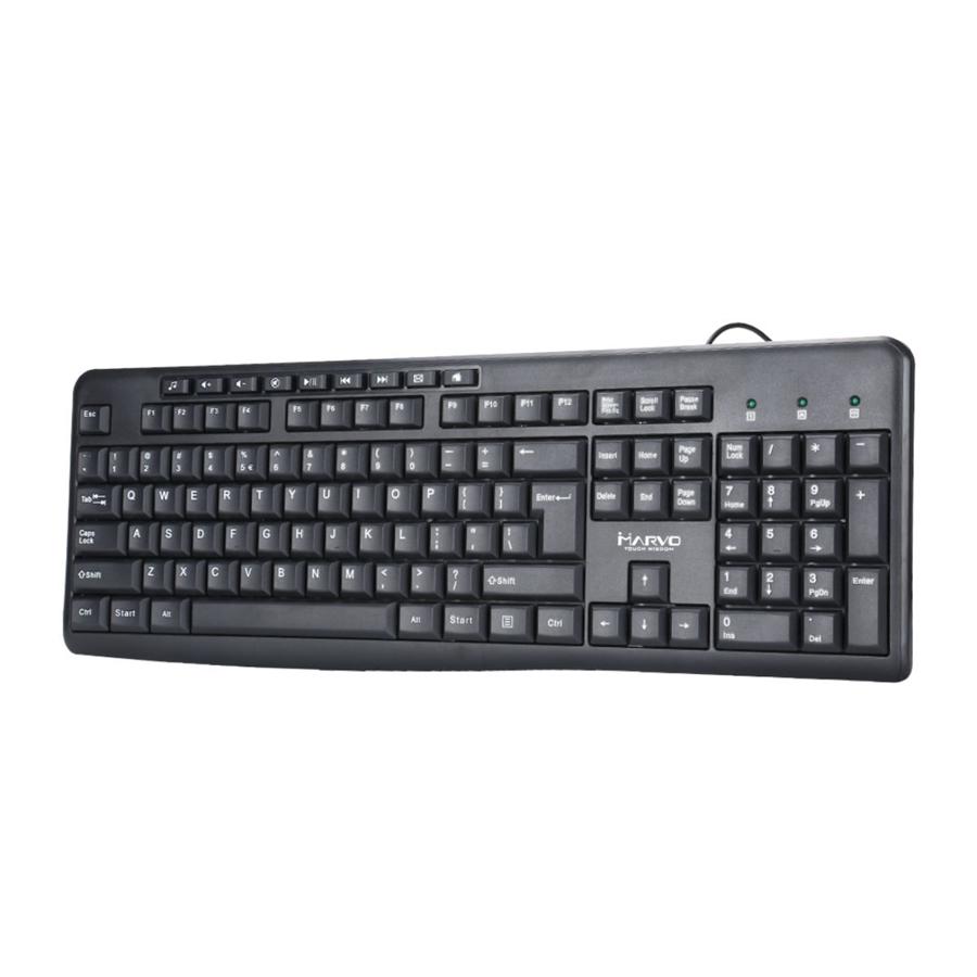 Marvo Office - Clavier Filaire USB 2.0 avec 104 Touches et 9 Touches Multimédia, Langue Anglais, Noir - Simple Boutique
