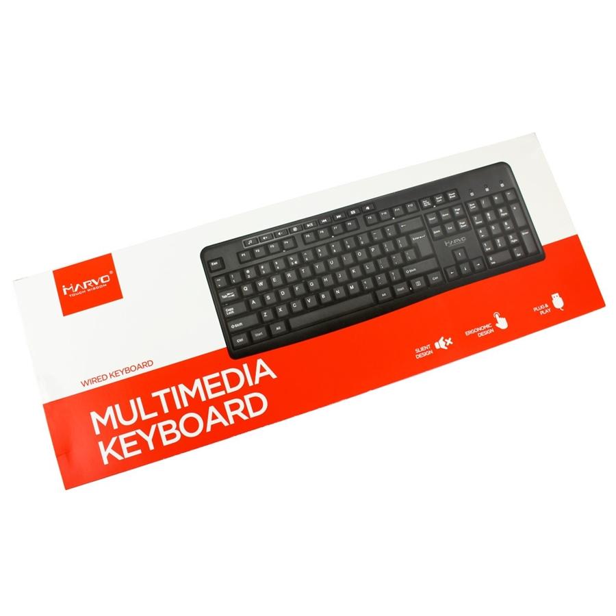 Marvo Office - Clavier Filaire USB 2.0 avec 104 Touches et 9 Touches Multimédia, Langue Anglais, Noir - Simple Boutique