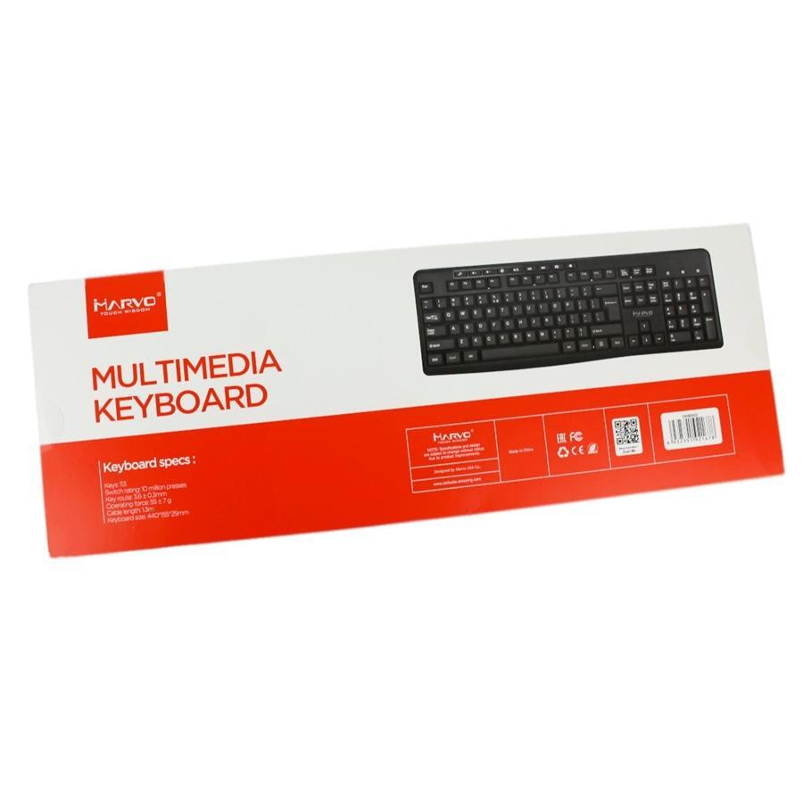 Marvo Office - Clavier Filaire USB 2.0 avec 104 Touches et 9 Touches Multimédia, Langue Anglais, Noir - Simple Boutique