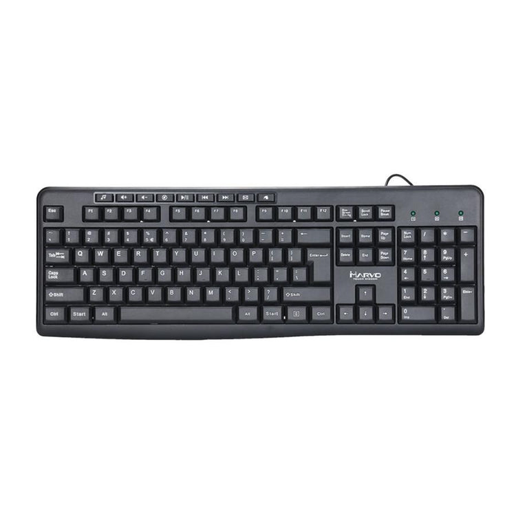 Marvo Office - Clavier Filaire USB 2.0 avec 104 Touches et 9 Touches Multimédia, Langue Anglais, Noir - Simple Boutique
