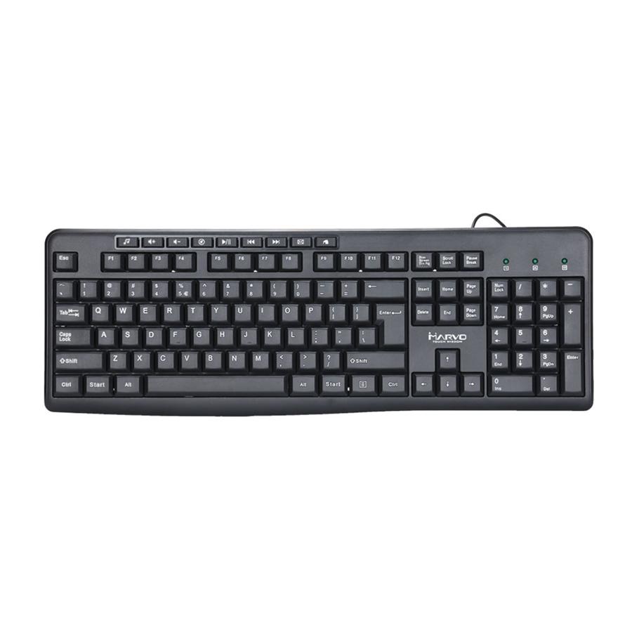 Marvo Office - Clavier Filaire USB 2.0 avec 104 Touches et 9 Touches Multimédia, Langue Anglais, Noir - Simple Boutique